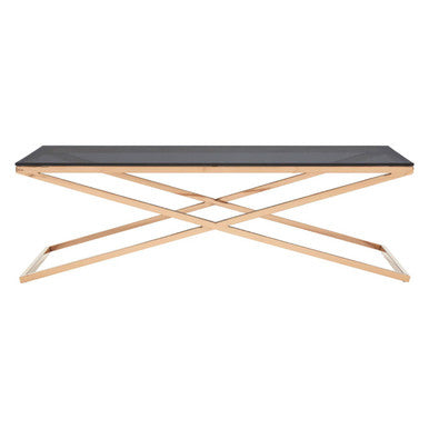 Orsina Montril Gold Criss Cross Coffee Table with Smoked Glass Top