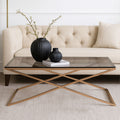 Orsina Montril Gold Criss Cross Coffee Table with Smoked Glass Top