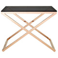 Orsina Montril Glass End Table – Gold Steel Frame & Smoked Amber Top