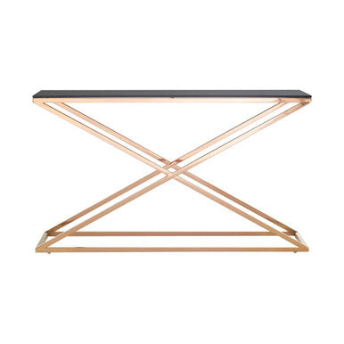 Orsina Montril Gold Console Table – Smoked Amber Tempered Glass