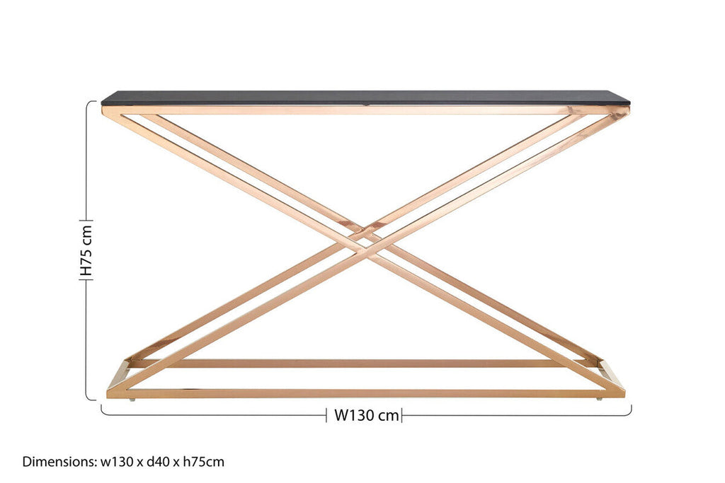 Orsina Montril Gold Console Table – Smoked Amber Tempered Glass
