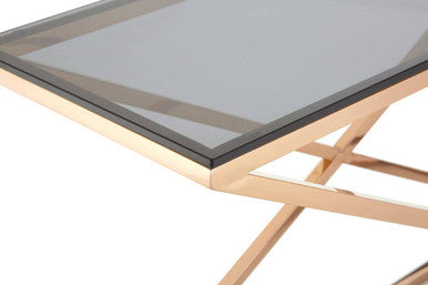 Orsina Montril Gold Console Table – Smoked Amber Tempered Glass