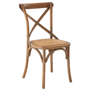 Orsina Lyon Grey Oak Wood and Cane Dining Chair with Woven Seat