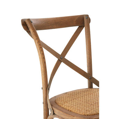 Orsina Lyon Grey Oak Wood and Cane Dining Chair with Woven Seat