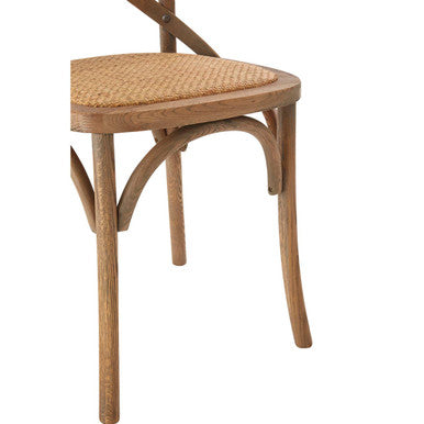 Orsina Lyon Grey Oak Wood and Cane Dining Chair with Woven Seat