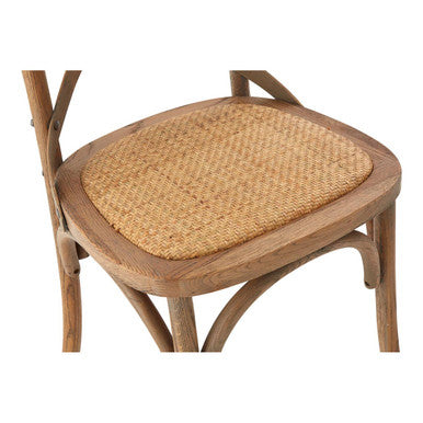 Orsina Lyon Grey Oak Wood and Cane Dining Chair with Woven Seat