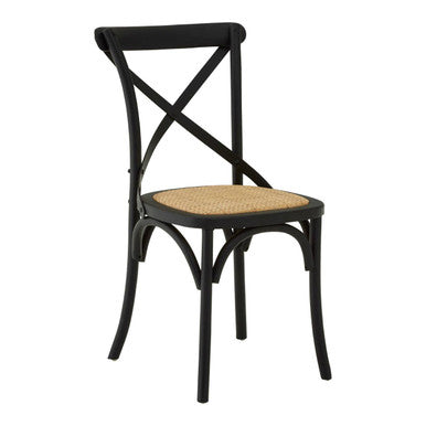 Orsina Lyon Black Oak Wood and Rattan Dining Chair – Modern Seating