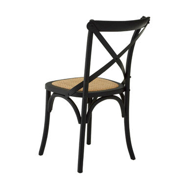 Orsina Lyon Black Oak Wood and Rattan Dining Chair – Modern Seating