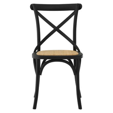 Orsina Lyon Black Oak Wood and Rattan Dining Chair – Modern Seating