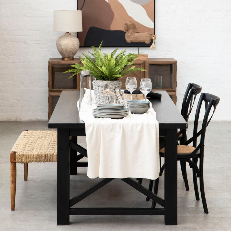 Orsina Lyon Black Oak Wood and Rattan Dining Chair – Modern Seating