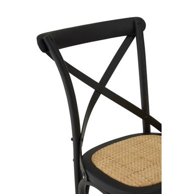 Orsina Lyon Black Oak Wood and Rattan Dining Chair – Modern Seating