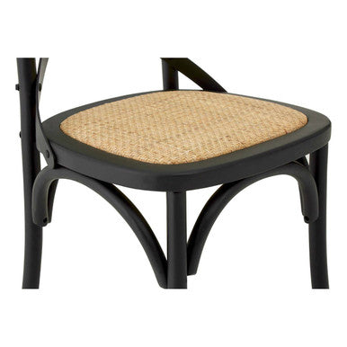 Orsina Lyon Black Oak Wood and Rattan Dining Chair – Modern Seating