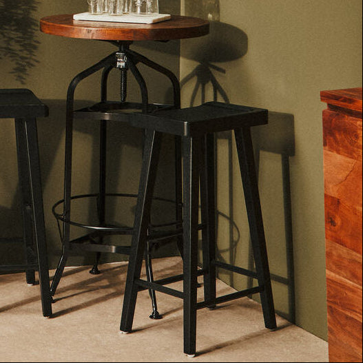 Orsina Lyon Black Oak Wood Bar Stool – Modern Kitchen Breakfast Seating