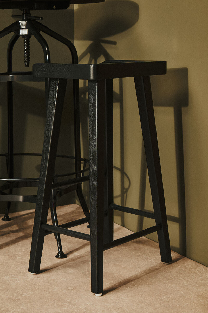 Orsina Lyon Black Oak Wood Bar Stool – Modern Kitchen Breakfast Seating