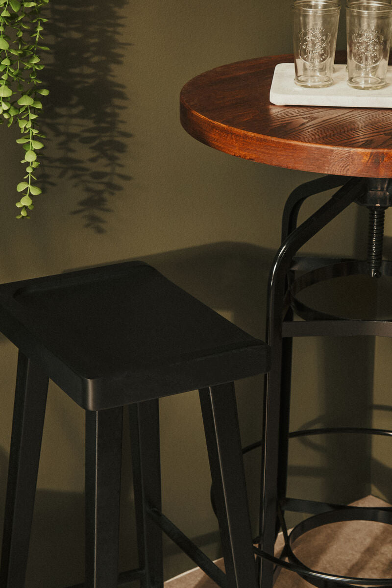 Orsina Lyon Black Oak Wood Bar Stool – Modern Kitchen Breakfast Seating