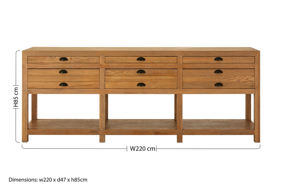 Orsina Lyon Washed Grey Oak Wood Console Table with Drawers