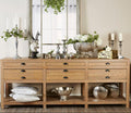 Orsina Lyon Washed Grey Oak Wood Console Table with Drawers