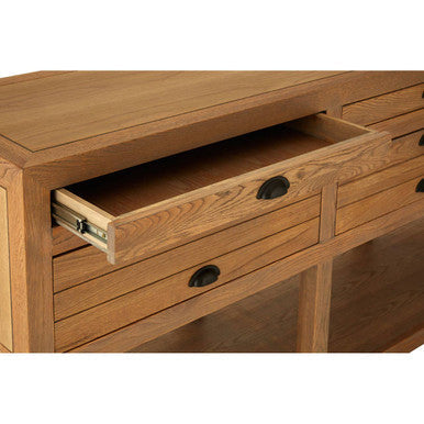 Orsina Lyon Washed Grey Oak Wood Console Table with Drawers