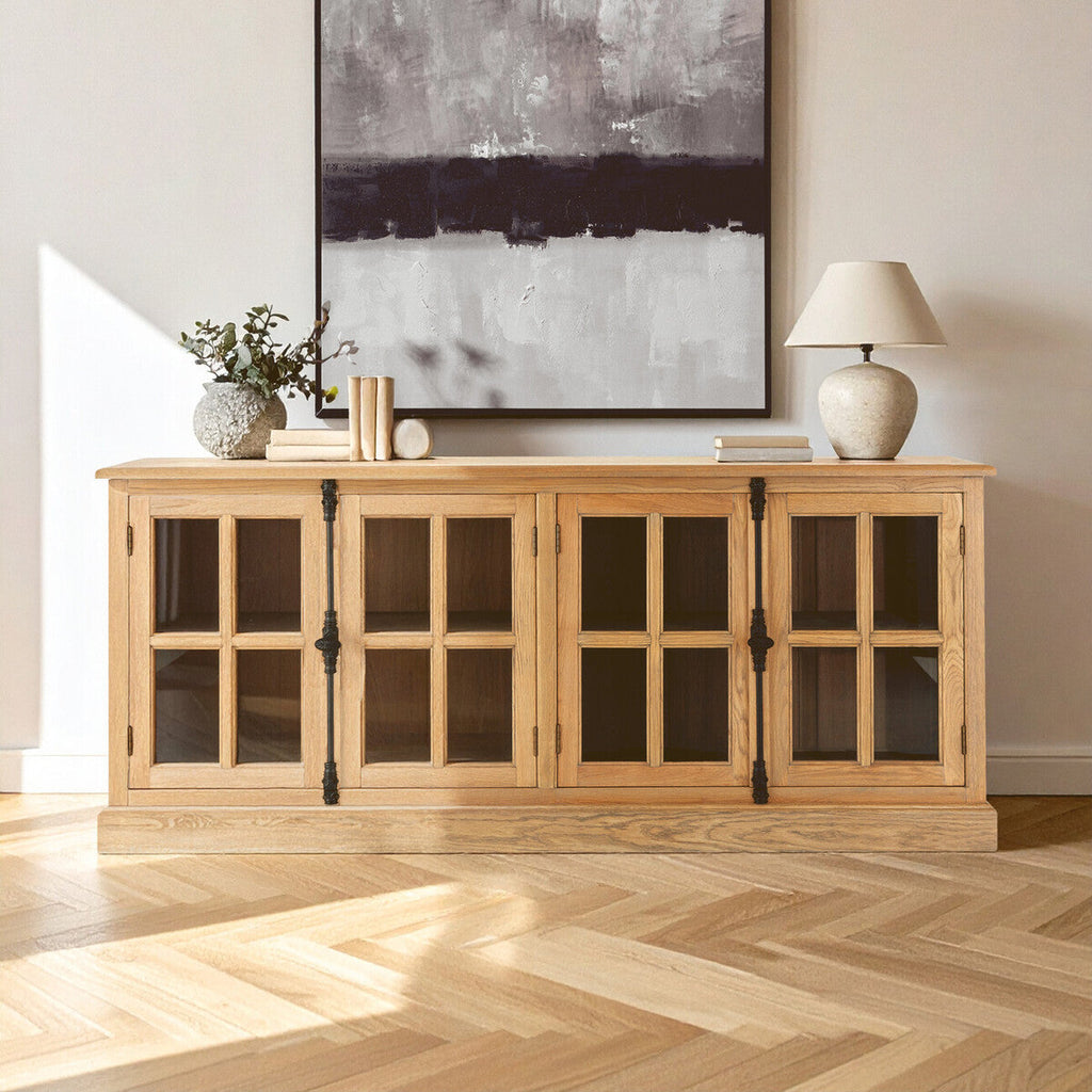 Orsina Lyon Oak Wood Sideboard | Washed Grey Modern Storage