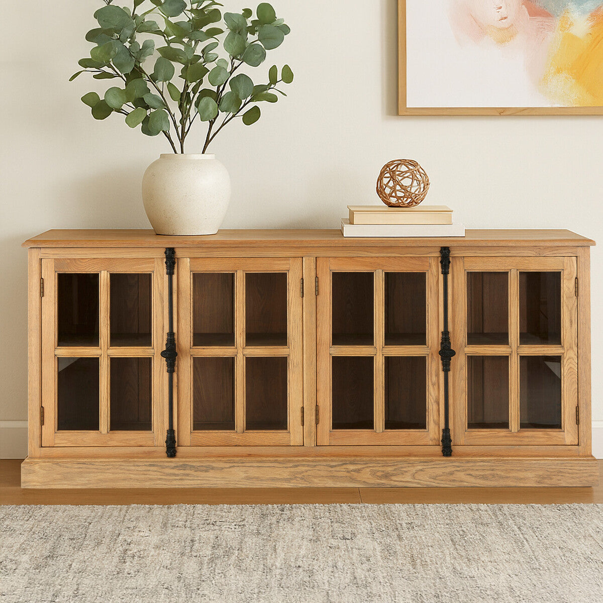 Orsina Lyon Oak Wood Sideboard | Washed Grey Modern Storage