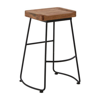 Orsina Lyon Industrial Bar Stool – Weathered Oak Wood and Metal