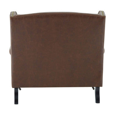Orsina Fulham Brown Leather Effect Wingback Armchair – Classic Accent Chair