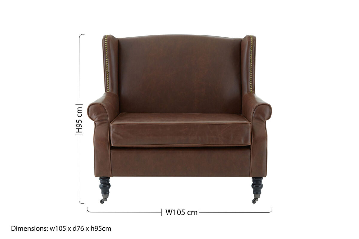 Orsina Fulham Brown Leather Effect Wingback Armchair – Classic Accent Chair