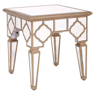 Orsina Medina Side Table – Modern Glass and Wood Boutique Style