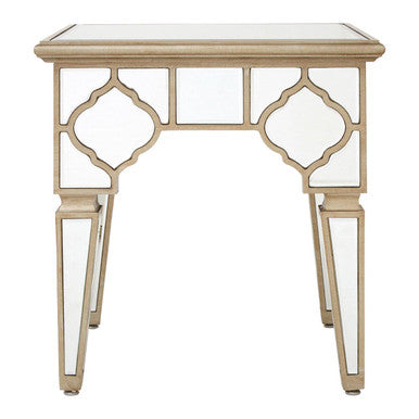 Orsina Medina Side Table – Modern Glass and Wood Boutique Style