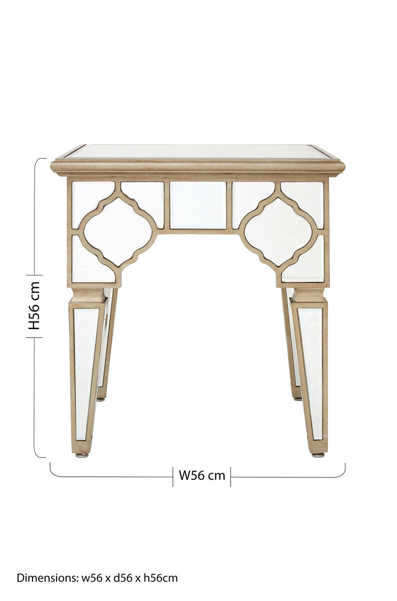 Orsina Medina Side Table – Modern Glass and Wood Boutique Style