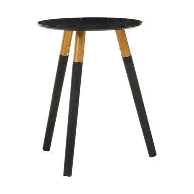Orsina Nostra Side Table – Black Oak Veneer with Gold Metal Accents