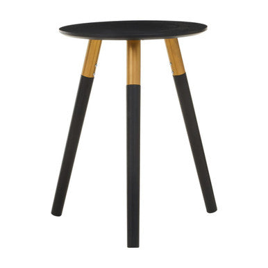 Orsina Nostra Side Table – Black Oak Veneer with Gold Metal Accents