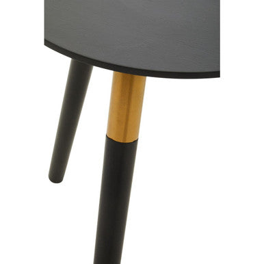 Orsina Nostra Side Table – Black Oak Veneer with Gold Metal Accents