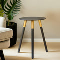 Orsina Nostra Side Table – Black Oak Veneer with Gold Metal Accents