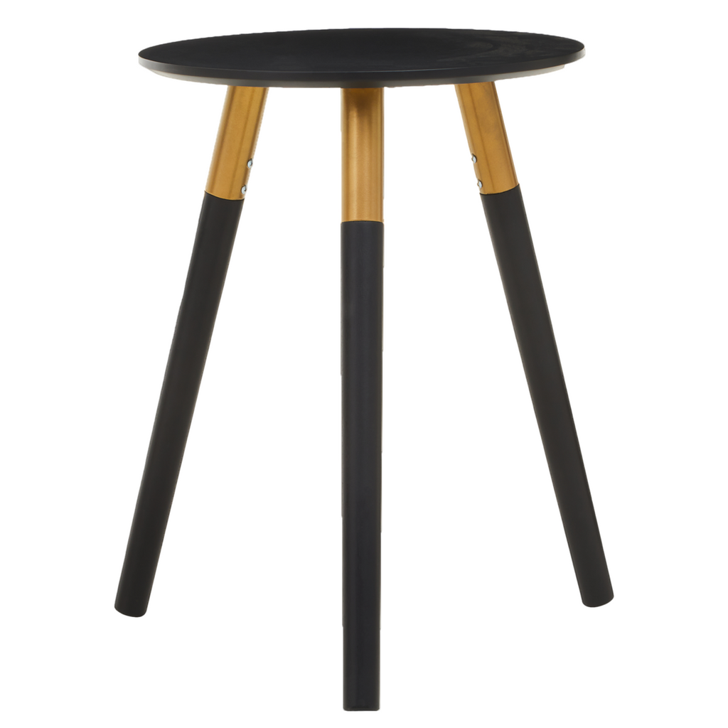 Orsina Nostra Side Table – Black Oak Veneer with Gold Metal Accents