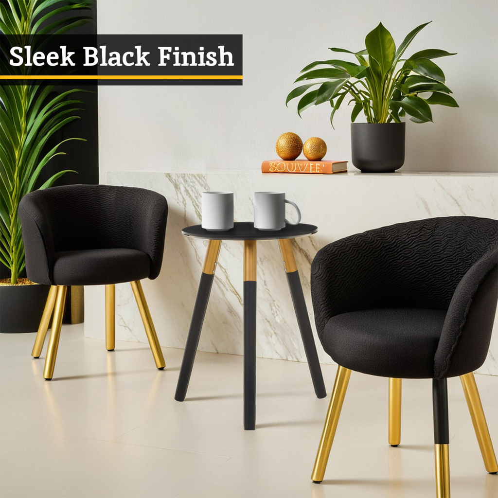 Orsina Nostra Side Table – Black Oak Veneer with Gold Metal Accents