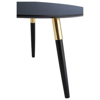 Orsina Nostra Round Coffee Table – Black Wood Veneer with Gold Trim