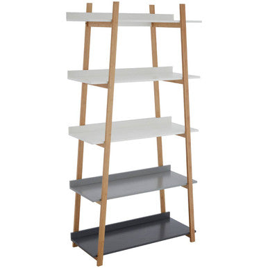 Orsina Nostra 5 Tier Shelf Unit – Tall Tapered Wood & Grey Display Rack