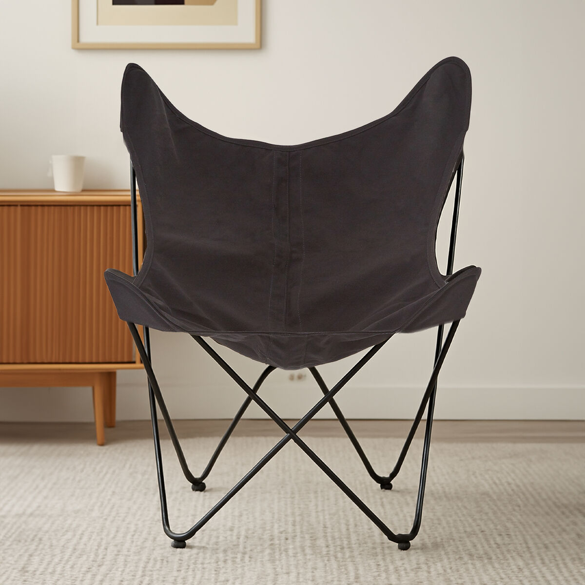 Orsina Papillon Black Butterfly Chair – Modern Sling Accent Lounge Seat