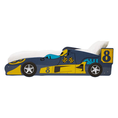 Orsina Kids Racing Car Bed – Sturdy Roadster Frame with Spoiler Shelf