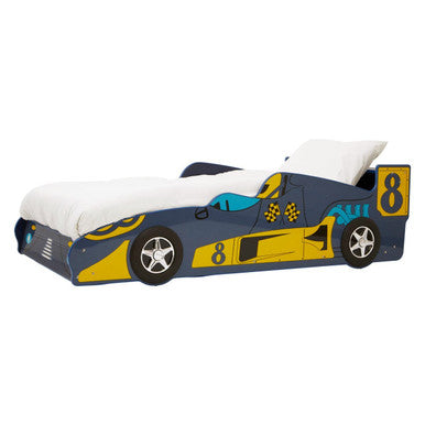 Orsina Kids Racing Car Bed – Sturdy Roadster Frame with Spoiler Shelf