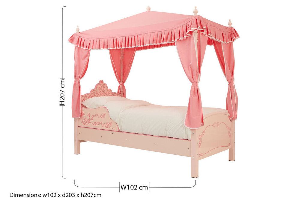 Orsina Kids Princess Palace Canopy Bed – Iron Frame with Floral Detail