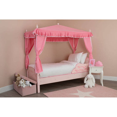 Orsina Kids Princess Palace Canopy Bed – Iron Frame with Floral Detail