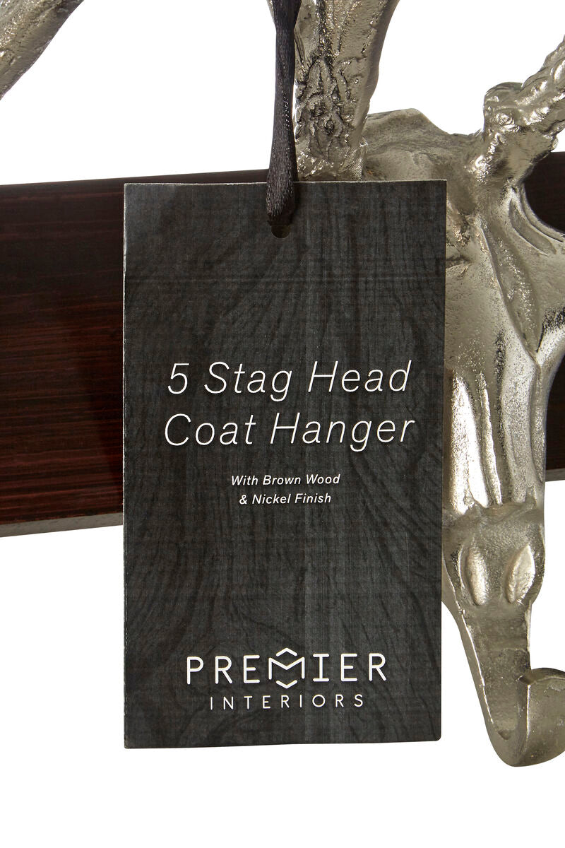 Orsina 5 Stag Head Wall Hooks – Decorative Entryway Coat Rack Hanger