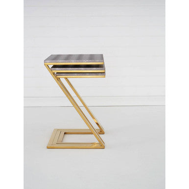 Orsina Nest of 3 Tables – Faux Snakeskin and Gold Stainless Steel