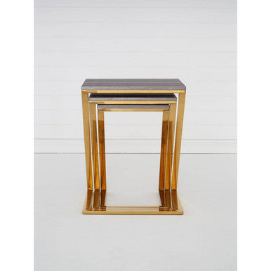 Orsina Nest of 3 Tables – Faux Snakeskin and Gold Stainless Steel