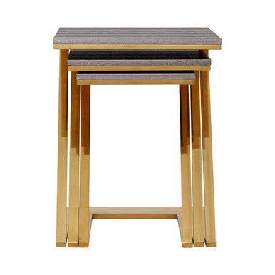 Orsina Nest of 3 Tables – Faux Snakeskin and Gold Stainless Steel