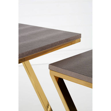 Orsina Nest of 3 Tables – Faux Snakeskin and Gold Stainless Steel
