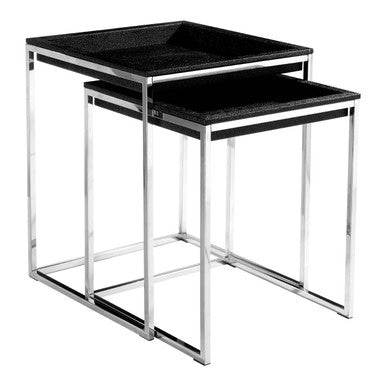 Orsina Pacific Nesting Tables | Faux Shark Skin & Stainless Steel