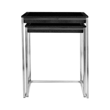 Orsina Pacific Nesting Tables | Faux Shark Skin & Stainless Steel